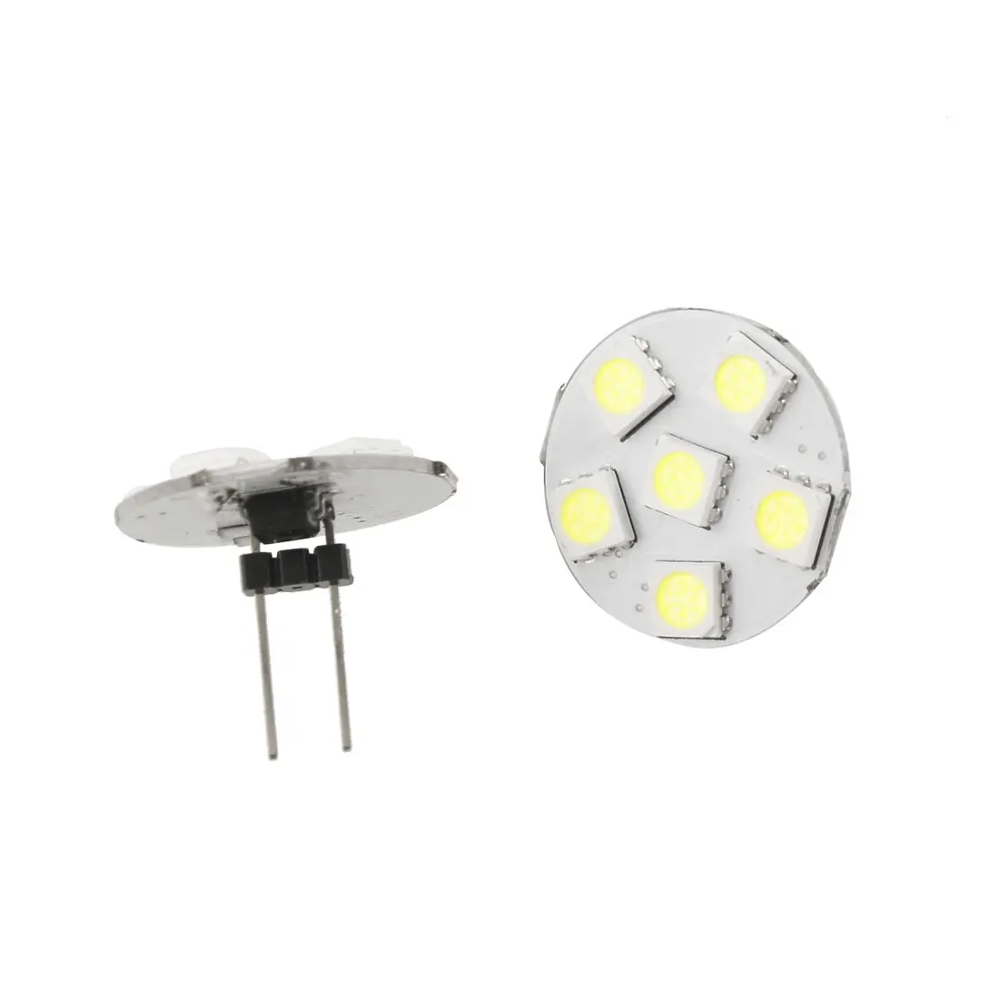 

UXCELL 2 Pcs Car Auto White 5050 Smd 6 Leds Vertical G4 Back Pin Light Bulb Internal