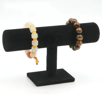 

1*Black Velvet Bracelet Chain Watch T-Bar Rack Jewelry Storage Hard Display Stand Holder Jewelry Organizer Hard Display Stand