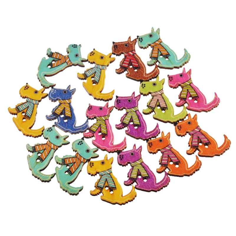 

Hoomall 50PCs Mixed Color Dog Wooden Buttons For Neddlework 2 Holes Scrapbooking Crafts Decorative Buttons Sewing Accessories