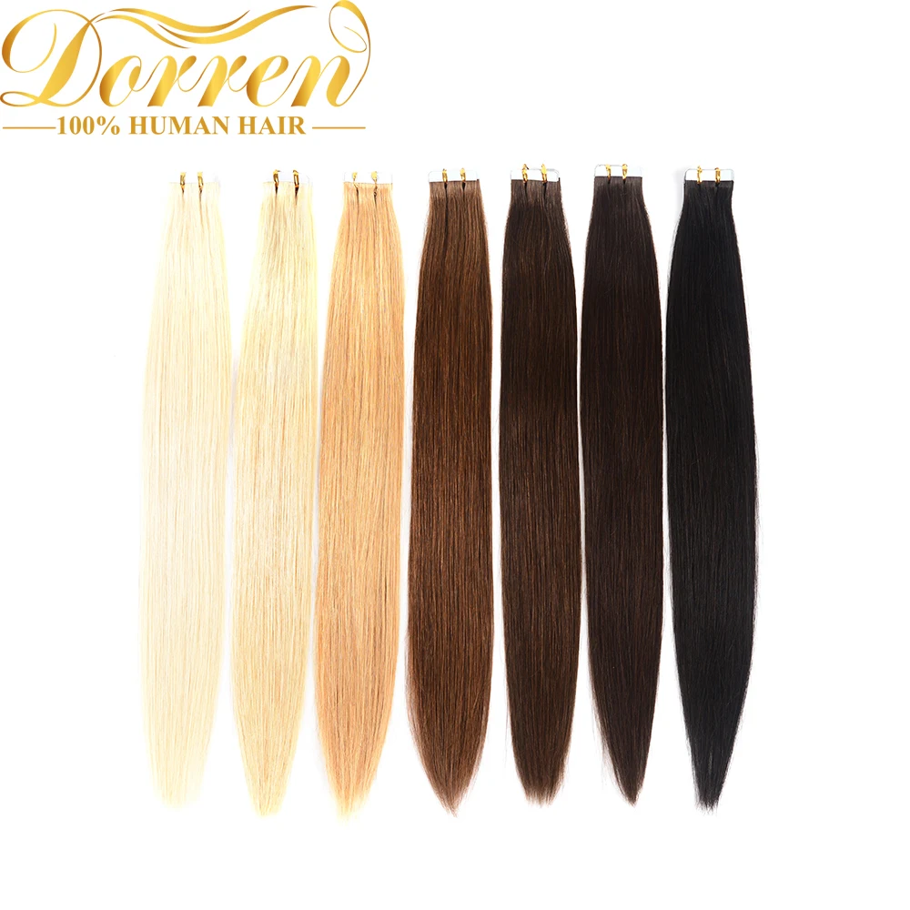 

Doreen Tape In Machine Made Remy Human Hair Extensions 16 to 22inch 20pcs 50g/pack Silky Straight Tape PU Seamless Skin Weft