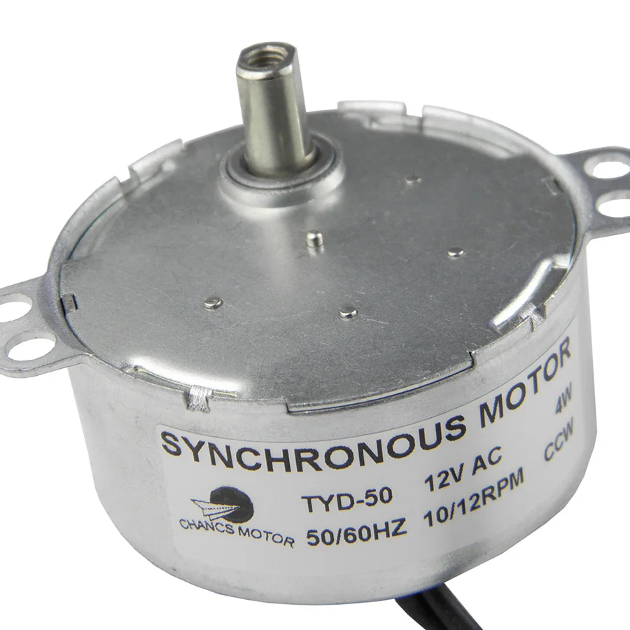 

CHANCS Synchronous Motor TYD-50 12V AC 10-12RPM Flush Shaft 11mm Fixed Rotation CCW Electric Gear Motor