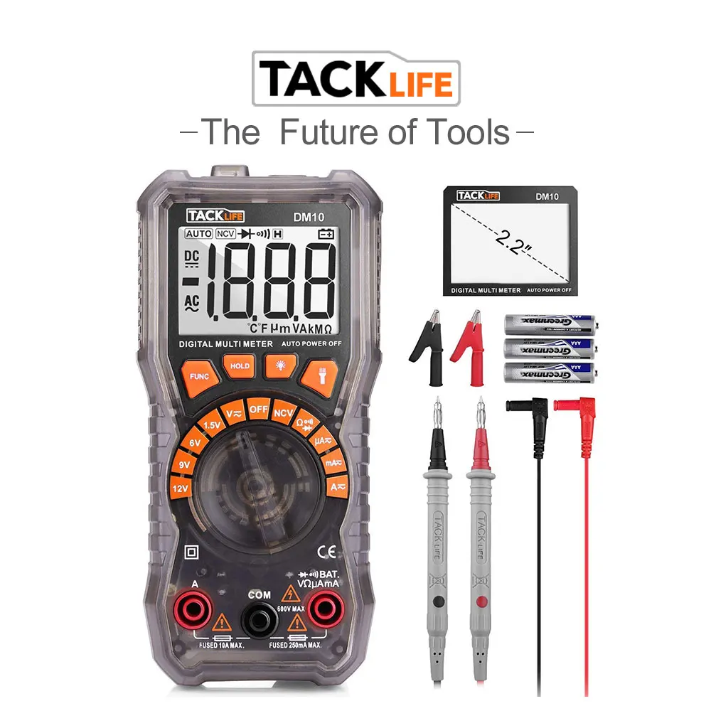 

Tacklife DM10TRMS 2000 Counts Electronic Amp Volt Ohm Voltage Meter Multimeter Digital Tester Resistors Multimerter Tester