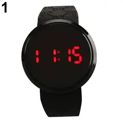 Для мужчин модные Водонепроницаемый светодиодный круглый Сенсорный экран день дата Силиконовые наручные часы