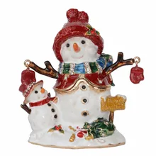 Снеговик инкрустированная Ювелирная шкатулка Рождественский орнамент X'mas подарки настольное украшение ожерелье держатель