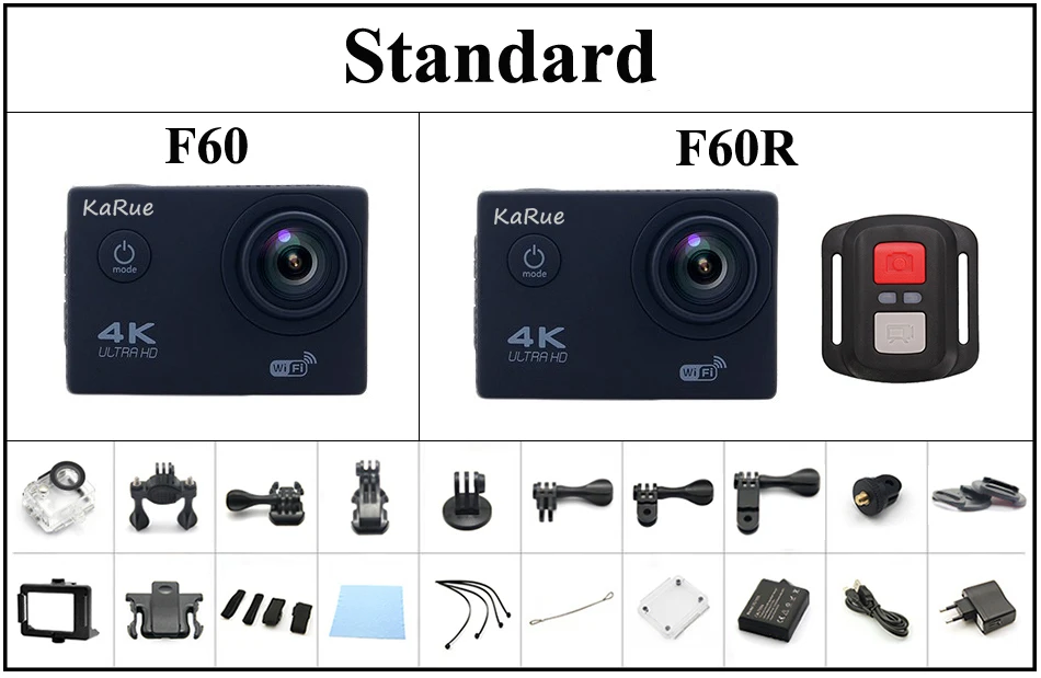 Action camera Ultra HD 4k WiFi 1080p 60fps Standard
