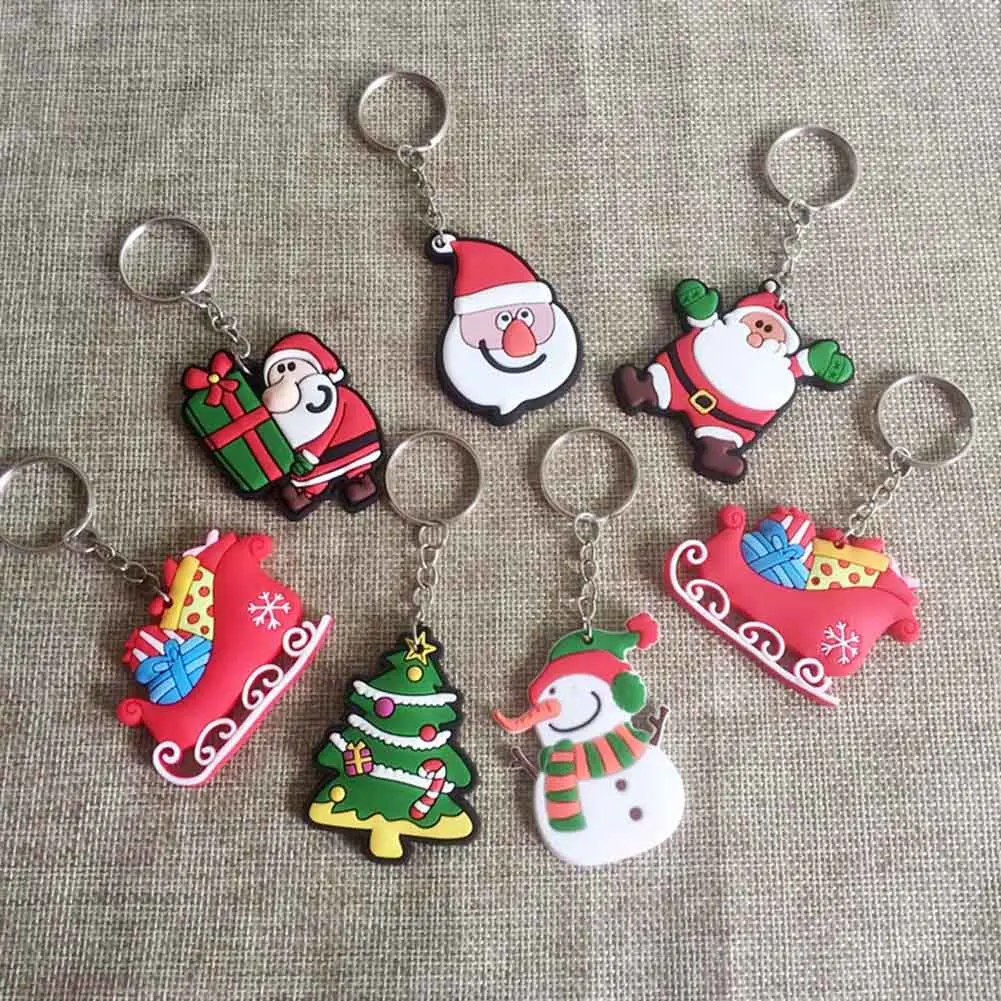 

Cute Christmaas Gift Key Chain Jewelry Cartoon Santa Claus Snowman Deer Christmas Tree Charm Keychian Keyring