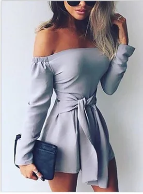 Fashion Summer Women Jumpsuit Cotton Sexy Off Shoulder