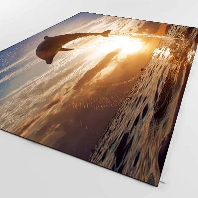 Else солнцезащитный Набор морской прыгающий Дельфин фон 3d принт Нескользящая микрофибра Гостиная декоративный современный моющийся коврик