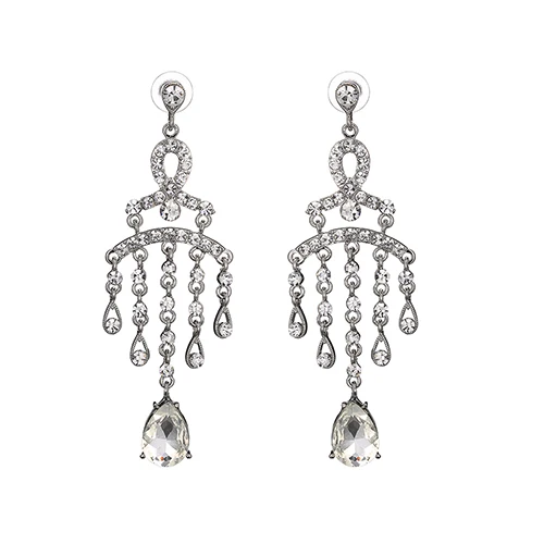 Women Fashion Shiny Rhinestone Multilayer Tassels Dangle Earrings Wedding Jewelry | Украшения и аксессуары