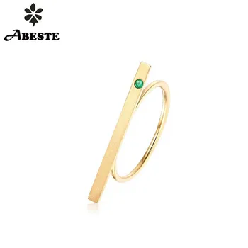 

ANI 14K Yellow Gold Women Wedding Ring Fashion Design Natural Emerald Engagement Ring anillo de oro Gemstone Fine Jewelry