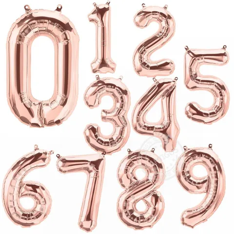 16 32 40 Inch Pink and Blue Rose Gold Numbers Digital Balloons Foil Helium Balloon Birthday Wedding Party Decor Globos