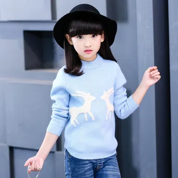 

Spring Children's Sweater Girls Milu deer sweater Outerwear Pullovers Teenagers Knitted Top Kids Clothes Warm Outerwear 5-14Y 7