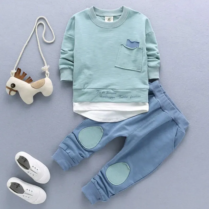

2018 Spring and Autumn Baby Boys and Girls Suit 0-2Years Kids Long Sleeves Tops and Trousers Sets Children's Clothing 2PCS