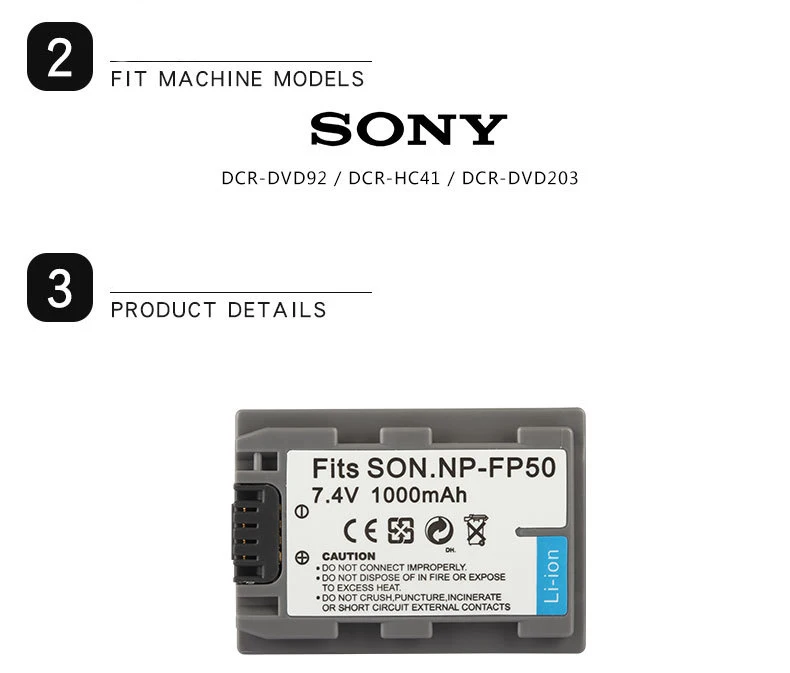 Dinto 1000 мА/ч, NP-FP50 NPFP50 NP FP50 NP-FP90 NP-FP30 Перезаряжаемые Камера Батарея для sony HC21E HC30E HC40E HC85E HC602E HC603