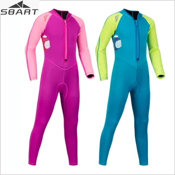 

Sbart 2mm 2-12Y Children Sunscreen Long Sleeve Conjoined Youth Kids Fullbody Wetsuit Teenage Long Sleeve Wet Suit Swimsuit