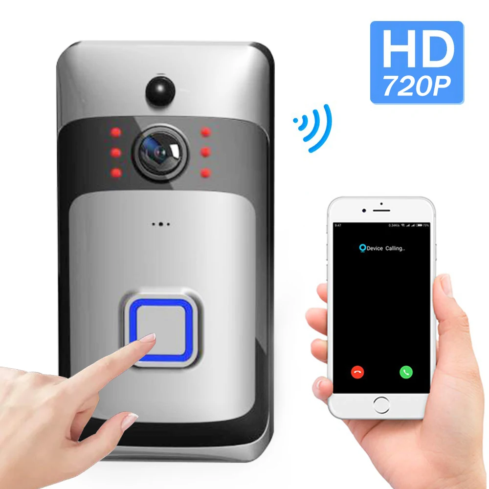 

Smart WiFi Video Doorbell 720P HD Security Camera with 166 Degree Ultra Wide Two-Way Audio PIR Motion Detection