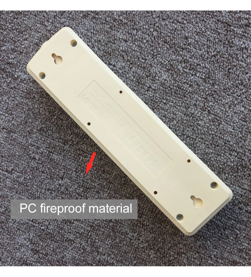 6 AC EU Plug Power No Wire Board Outlet Extension Socket Europe Button Switch Strip 3456 Hole Home Office Use (6)