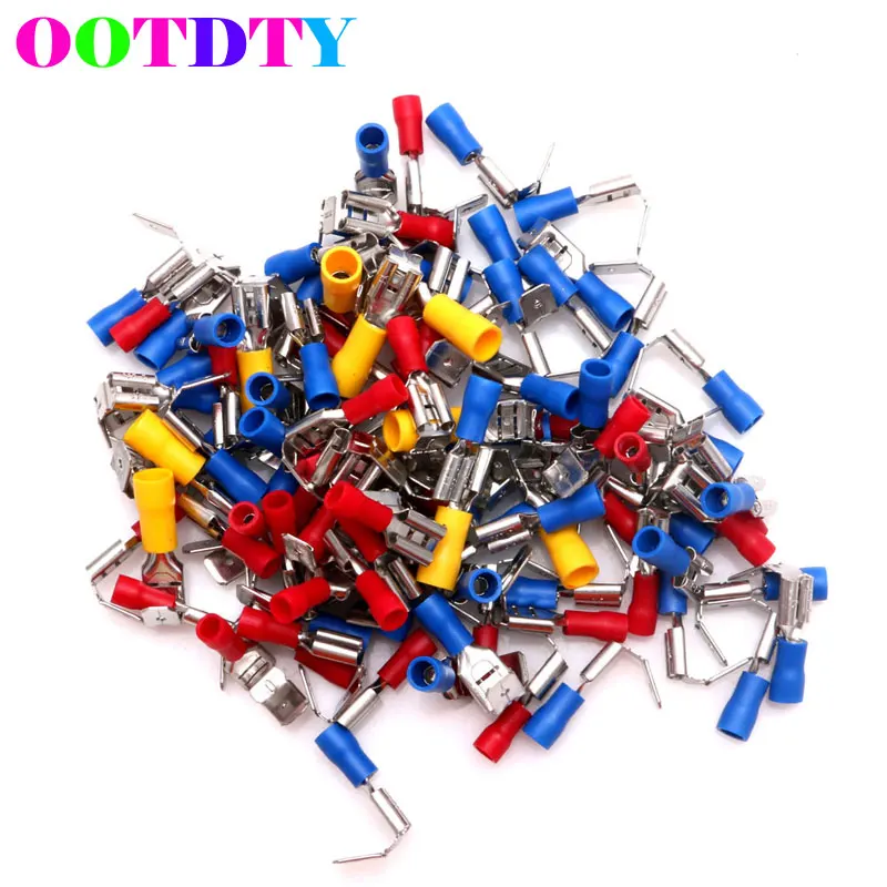 

100Pcs/lot Insulated Piggyback Spade Crimp Terminals Connectors 10-22AWG