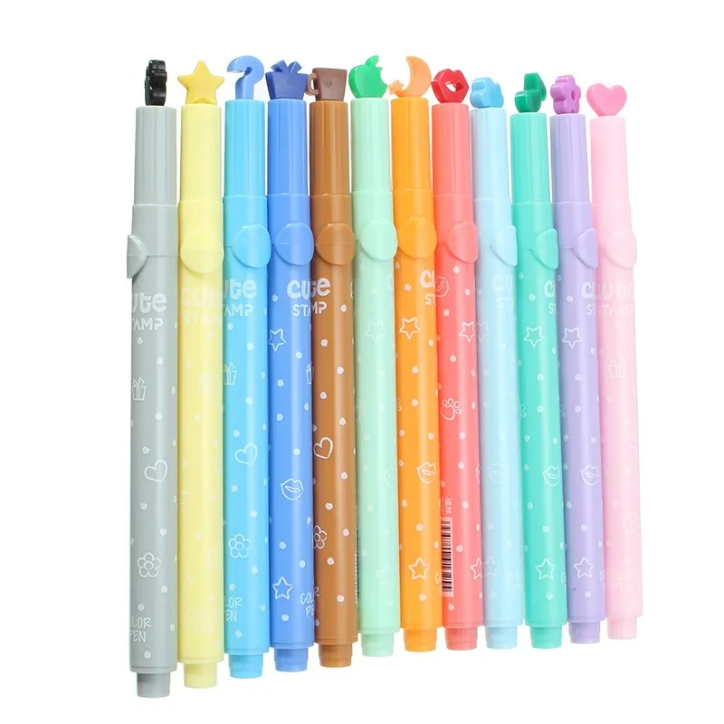 

kICUTE Lowest Price Candy Color Stamp Highlighter Marker Pen For Reading DIY Scrapbooking Stationery School Supplies