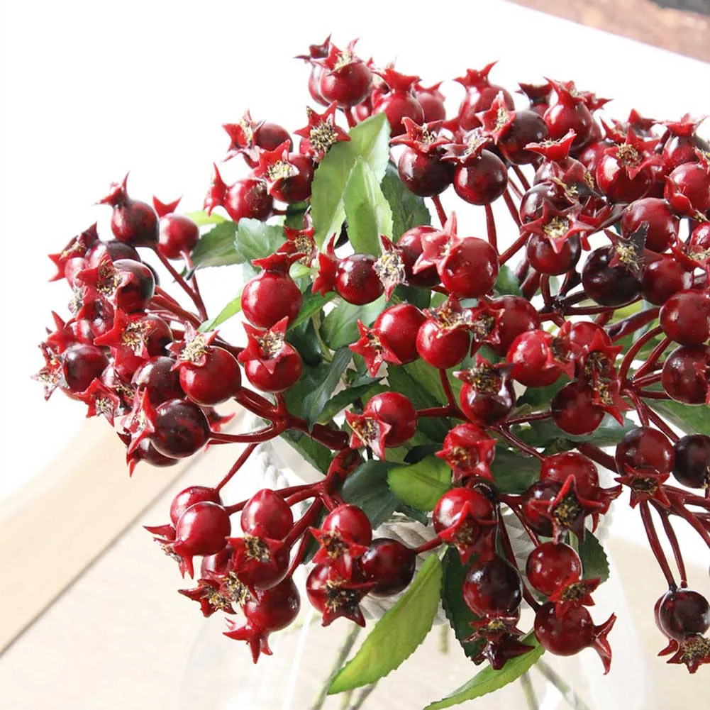 1pc 25cm Small Glass Berries Artificial Flower Red Wedding