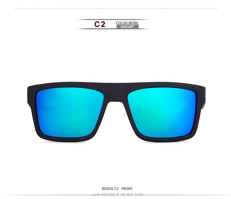 KDEAM мужские спортивные солнцезащитные очки поляризованные зеркальные Объективы унисекс Квадратные Солнцезащитные очки для улицы 5 цветов UV400 С Чехол KD05X