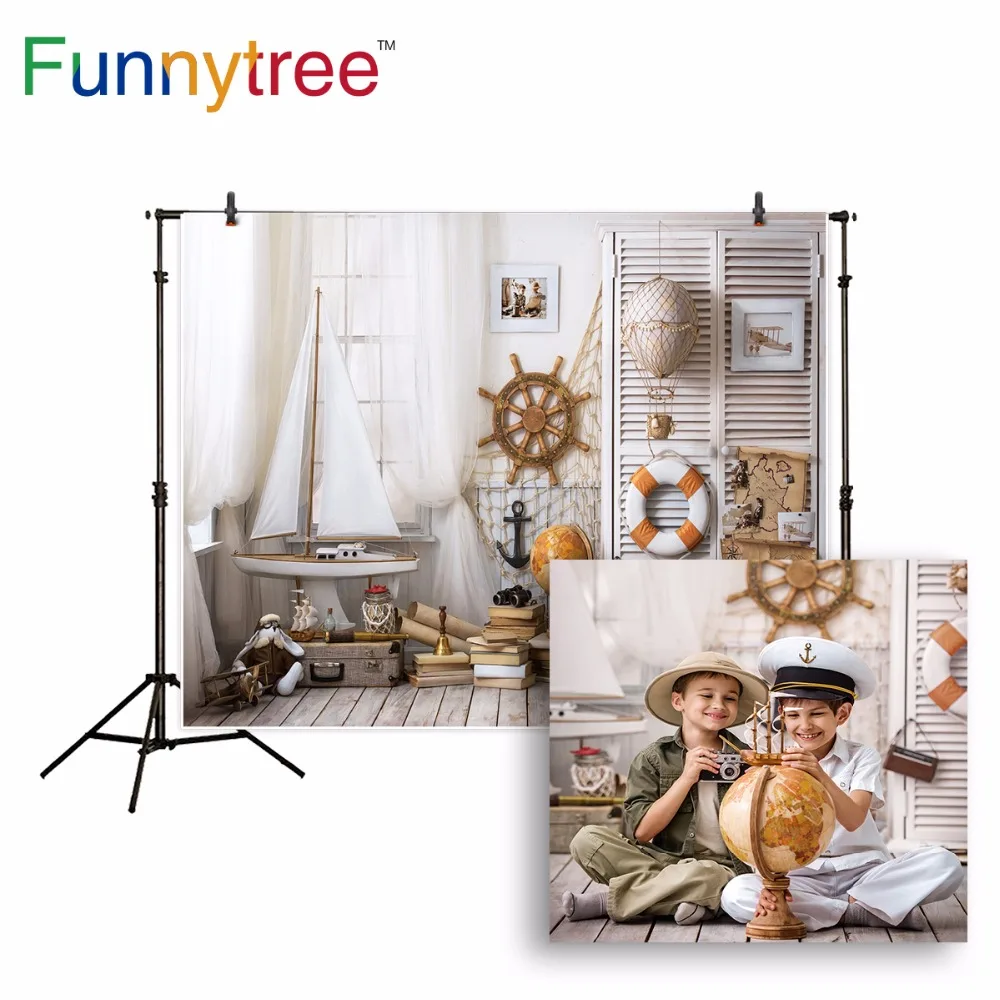 Фон для фотосъемки Funnytree комната приключения игрушка сокровище парусный спорт