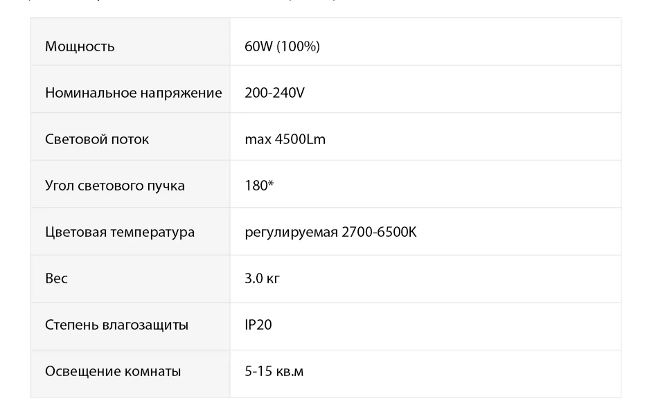 Светильник светодиодный WAVE 60W 3000-6500K max 4500LM пульт 60x480 IP20 CLL0760W-WAVE