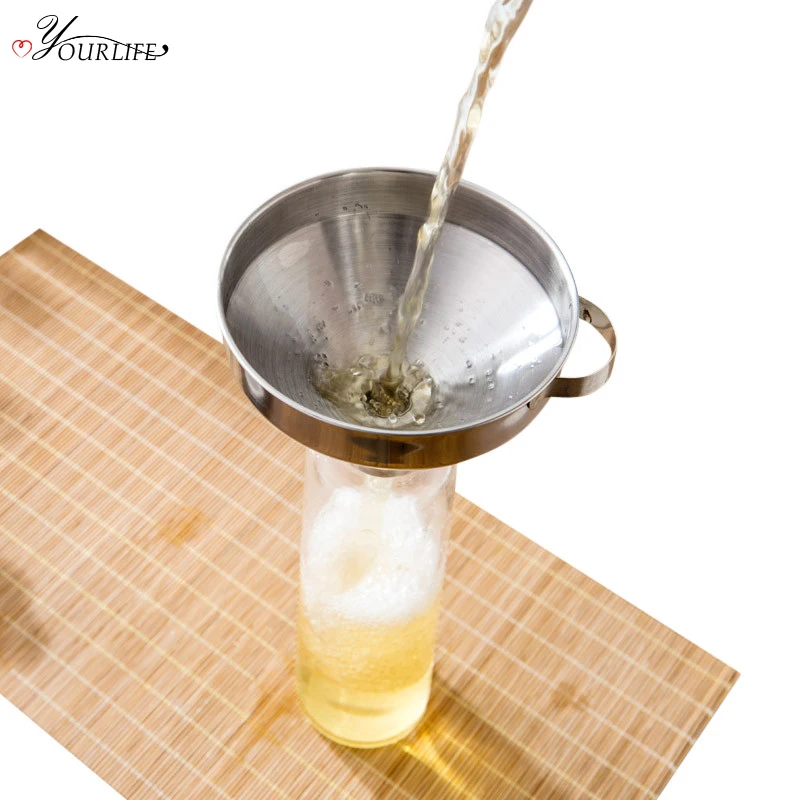 

OYOURLIFE 1pc Kitchen Stainless Steel Funnels Hopper Cooking Tools Oil Herb Coffee Filter Funnels Wine Sauce Kitchen Filter