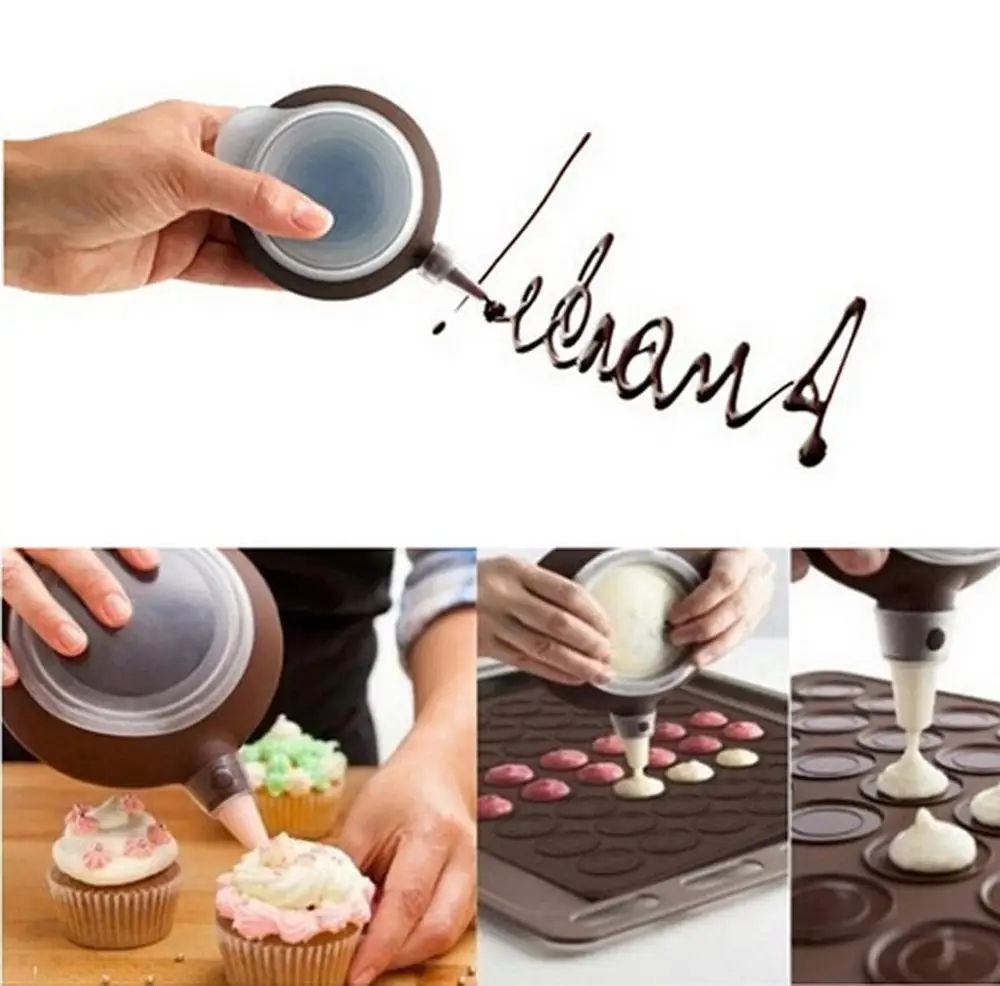 Silicone Macaron Kit Baking Mold Set of Pastry Mat and Decorating Piping Pot with 4pcs Nozzles-Crystallove | Дом и сад