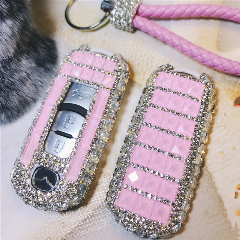 

Luxury Diamond Key Shell Car Key Case Key Cover Holder Auto Accessories Ms. gift pink purple For Mazda CX-5 CX-7 Atenza Alexa
