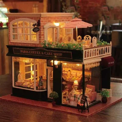 

Diy Coffee Shop France Tour Large Handmade Model House Valentine's Day Birthday Gift.