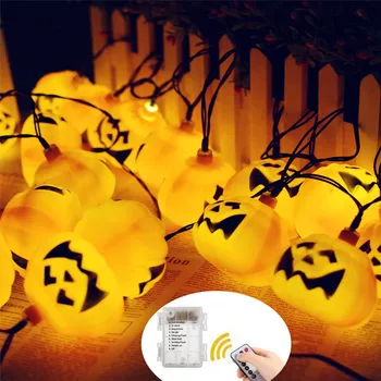 

IP65 waterproof Remote LED Outdoor 20 Pumpkin Christmas Fairy Lights black Wire LED String Lights Halloween Light Battery Power