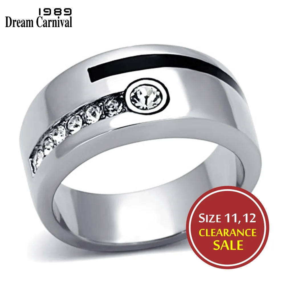 DreamCarnival 1989 Big Discount Clearance Size 11, 12 Big Sizes Rings for Men Women Stainless Steel Classic Bold Design Ring
