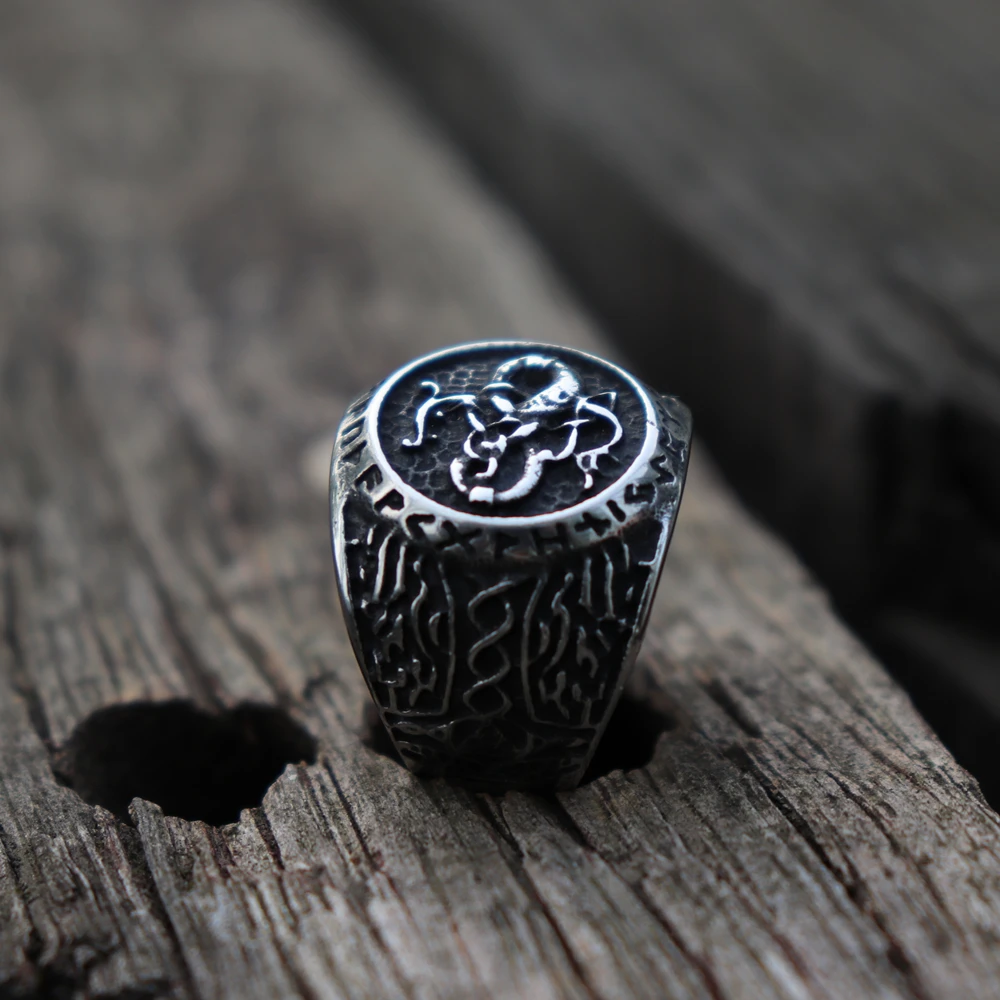 Мужское кольцо викингов EYHIMD Norse Futhark Rune Скандинавское ювелирное изделие из