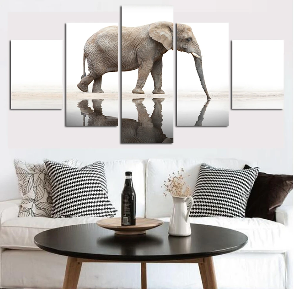 

Canvas Animal Posters Home Decor Framework Top-Rated Canvas Printed Modular Pictures 5 Pieces Elephant Paintings Wall Art