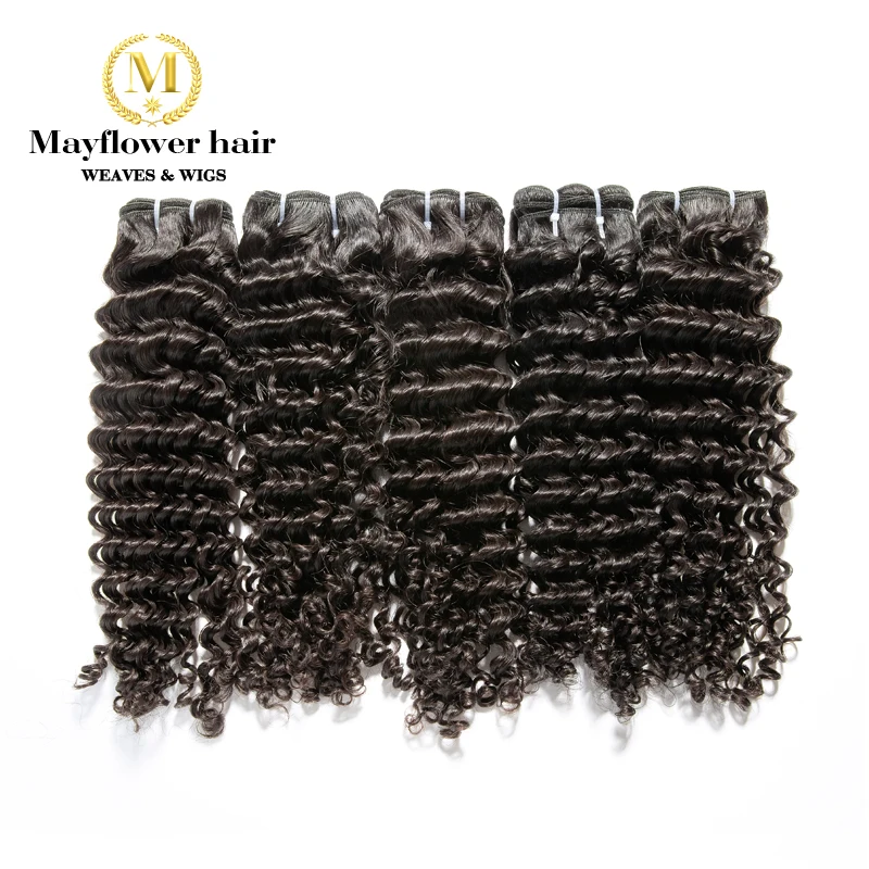 Mayflower 100% cabello virgen malayo onda profunda color Natural cutícula completa intactos puede ser lejía 10 paquetes de 12- 26 pulgadas