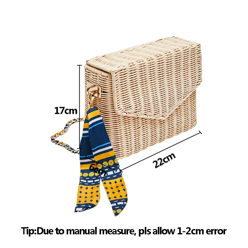 Women Ribbon Straw Bag Female Summer Rattan Handbag INS Popular Lady Casual Clutch Bag Travel Handmade Knitted Crossbody SS3135 (4)