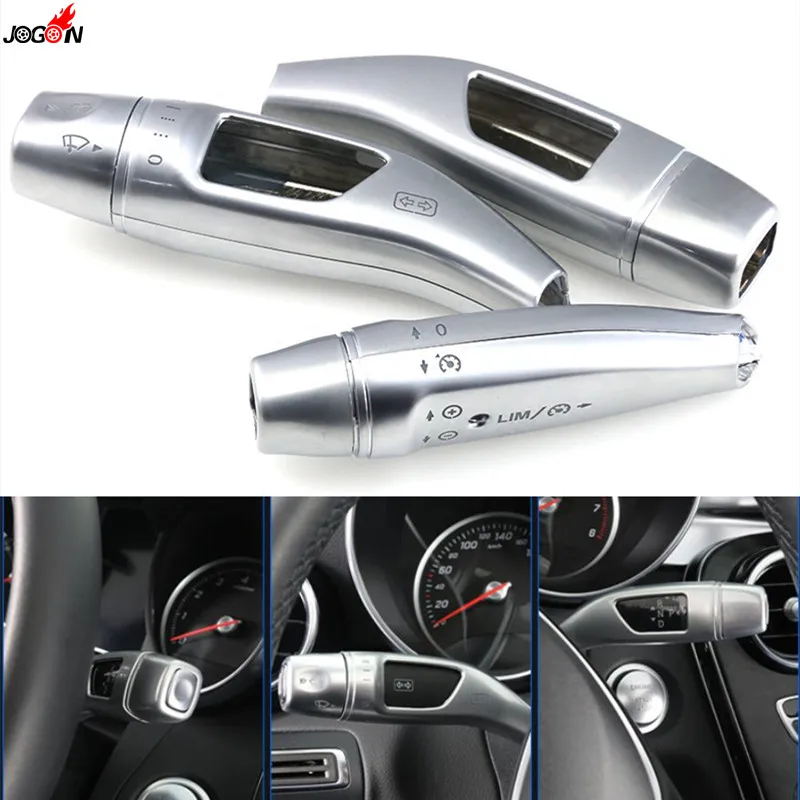 

Chrome Wiper Shift Lever Bar Cruise Rod Cover Button Frame Sticker Trim for Mercedes Benz C E GLC Class W205 W213 X253 2016-2018
