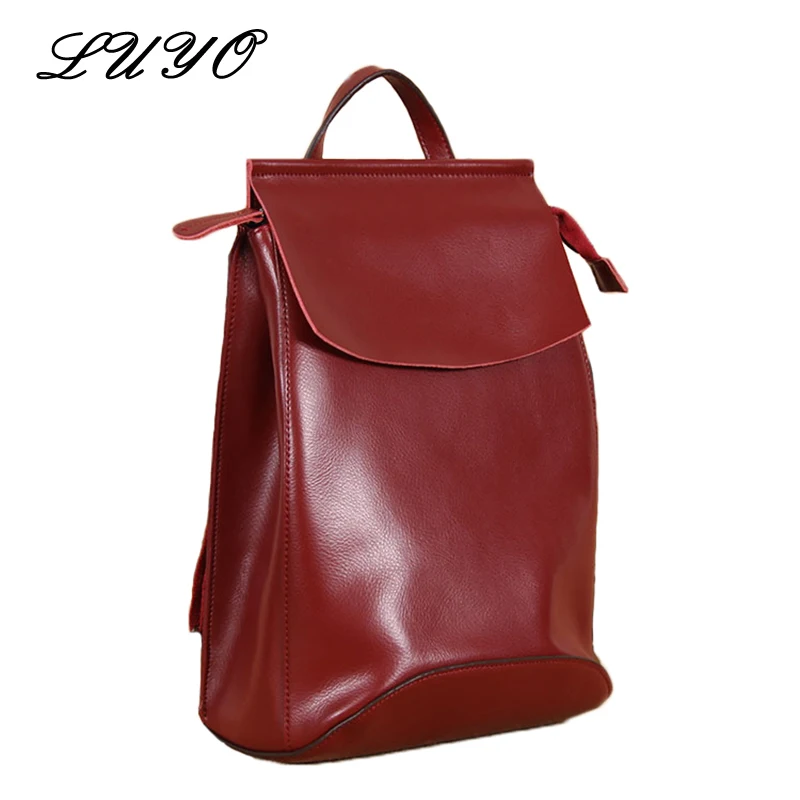

LUYO Brand Casual Genuine Leather Function All-match Travel Backpack Youth Women Cowhide School Bags Sac A Dos Book
