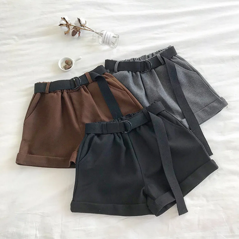 Obrix Female Spring Autumn Casual Style KOrean Fashion Shorts High Elastic Waist Belt Regular Streetwear Shorts For Women