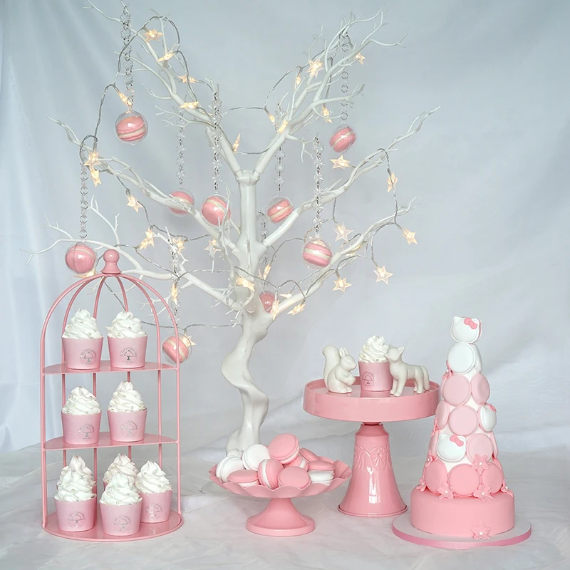 Розовый торт стенд набор свадебный десерт высокое качество|cake stand set|pink cake standcake |