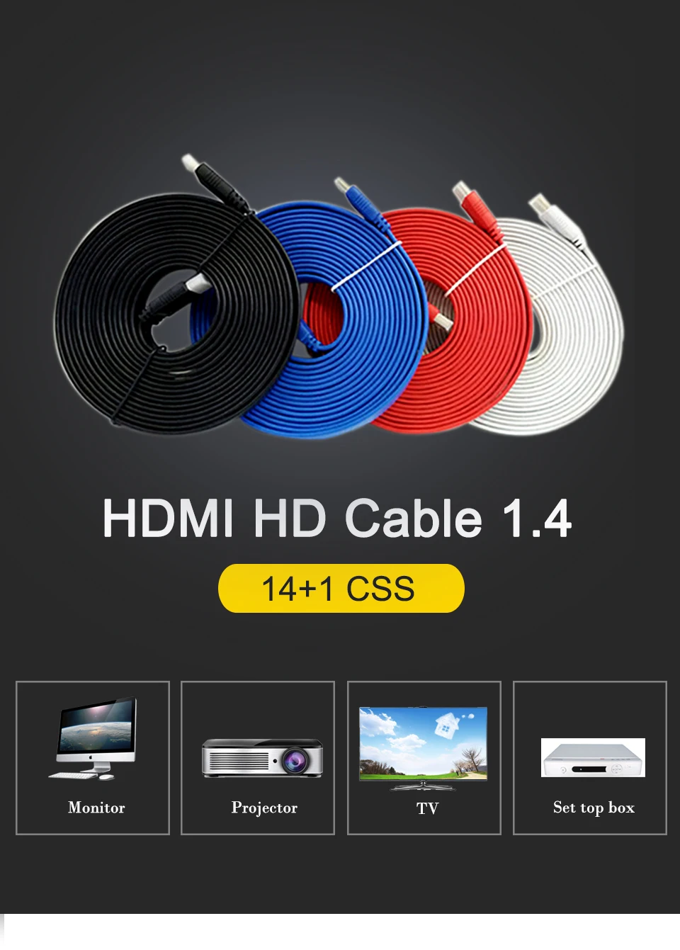 1.5m,3M,5M,10M High speed HDMI TO MINI HDMI Plug Male-Male HDMI Cable 1.4 Version 1080p 3D for TABLETS DVD TV LCD Laptop Project (1)