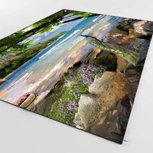 Еще тропический береговой морской пейзаж Пляж Павлин 3d принт Нескользящая микрофибра Гостиная декоративный современный моющийся коврик