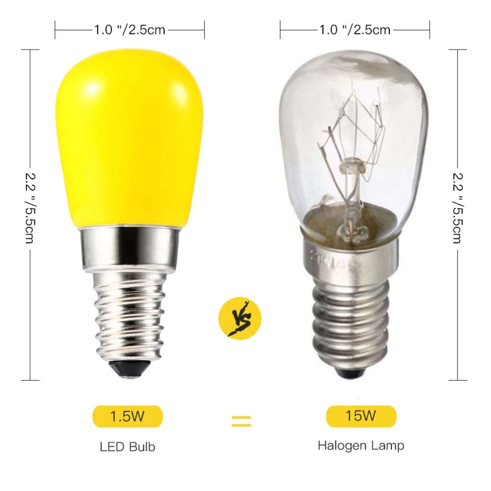 Светодиодный GLE 2 шт. E14 светодиодный энергосберегающий светильник на холодильник, светодиодный лампочка, набор, эффективная лампочка, угол луча 360 градусов, теплый белый светильник