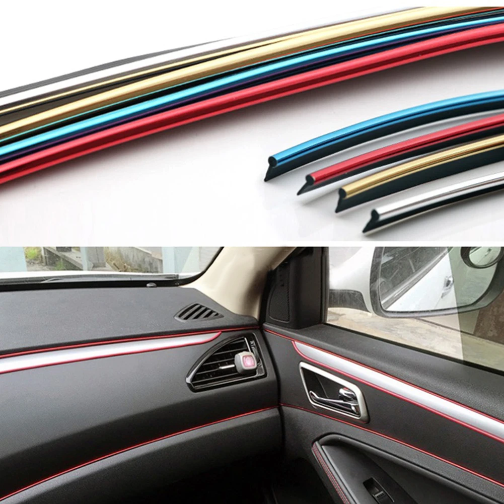 5m Universal Trim Strip Car Interior Decorative Thread Stickers Decals Chrome Styling Trim Strip