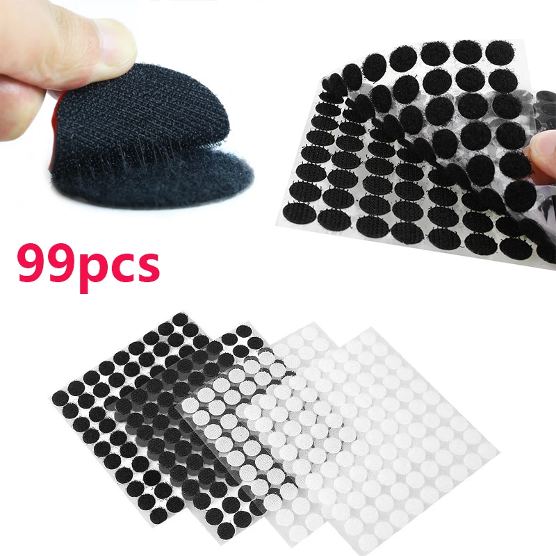 

99Pcs/Set Self-Adhesive Tape Magic Double-Sided Nylon Sticker 10mm Round Strong Self Adhesive Fastener Tape Sewing Craft DIY