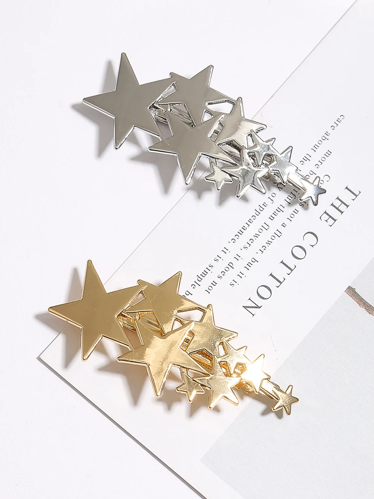 

Woman Fashion Metal Stars Spring Clip Girls Temperament Contracted Hair Clip Hair Accessories