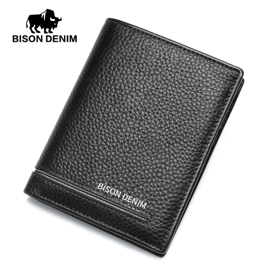 Бизон джинсовые Модные мужские кошельки натуральная кожа Короткие slim bifold wallet держатель для карт кошелек