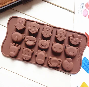 

KCASA DIY tools Silicone Mold 15 animals love Biscuit chocolate mold cookies molds kitchen baking tools cake decorating tool