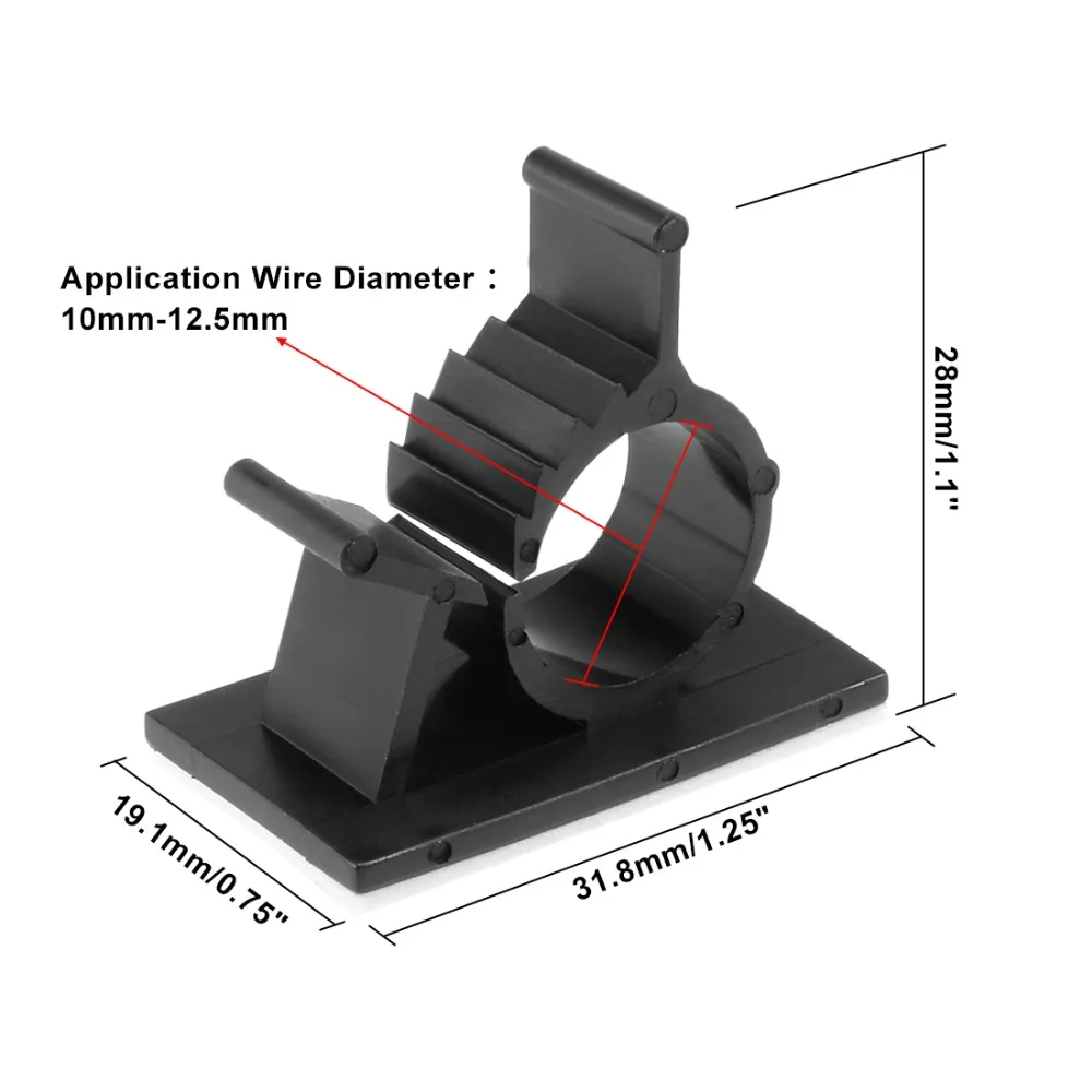 Uxcell 2 шт. Черный применение провода Диаметр 10-12,5 мм 1013 Регулируемый Self-клейкий кабель галстук стикеры крепление пространство эффективный